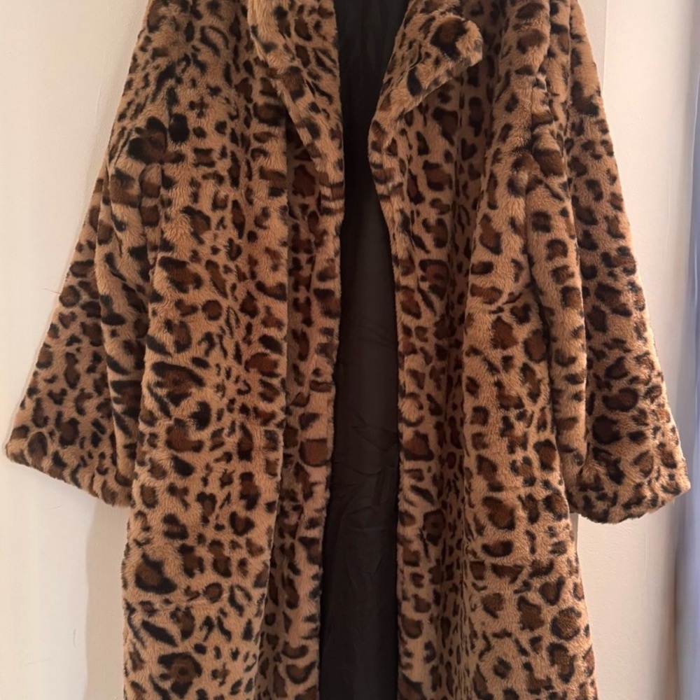 Leopard Print Faux Fur Coat
